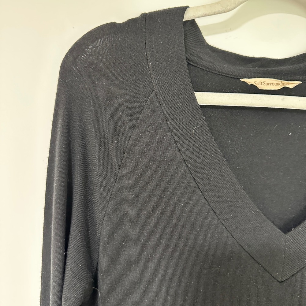 Soft Surroundings Asymmetrical Layered Tunic Dress Womens‎ Small Black V-Neck - Picture 2 of 6